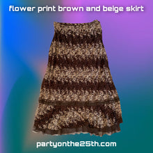 Load image into Gallery viewer, Floral print brown and beige skirt
