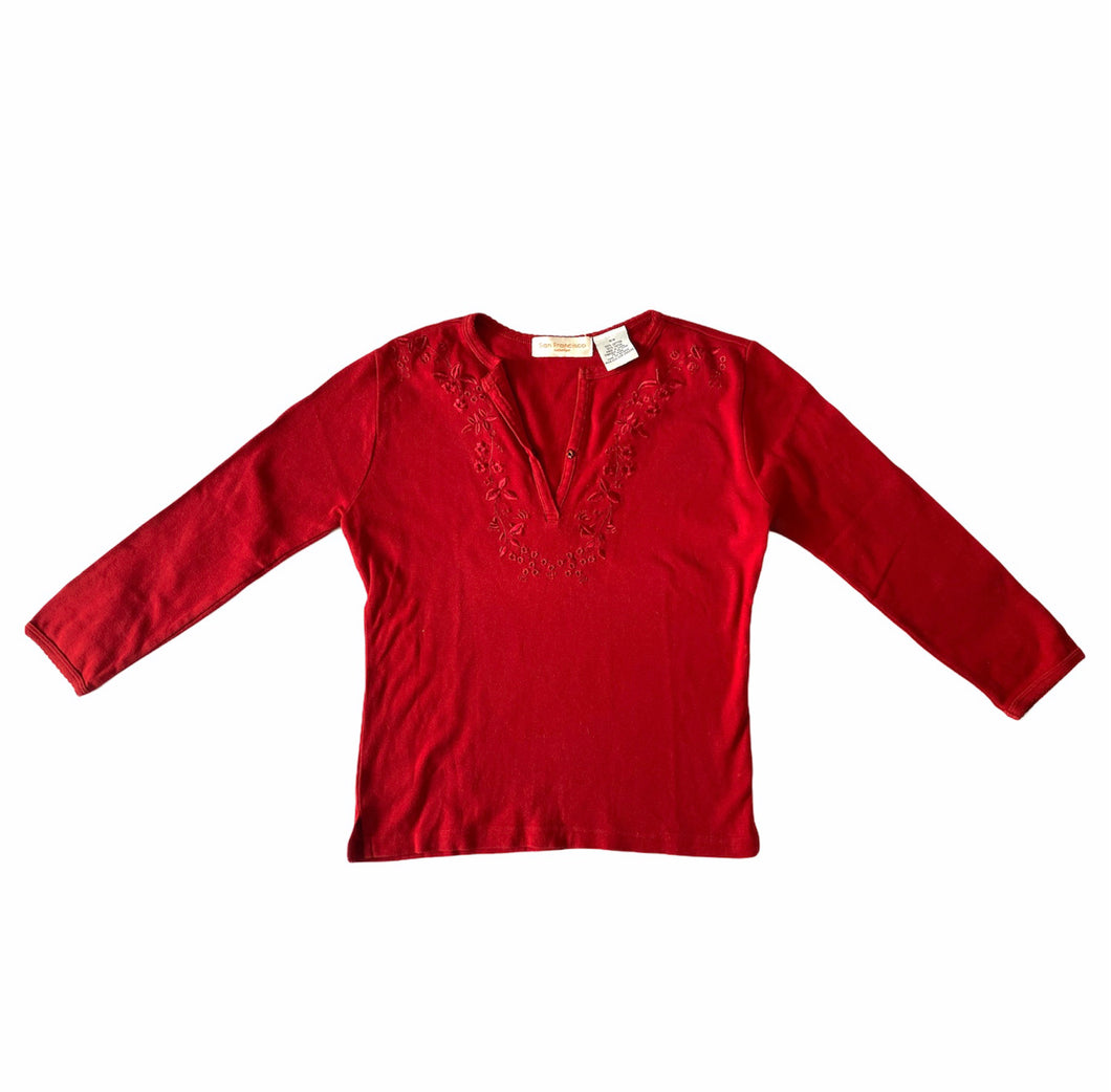 embroidery red top