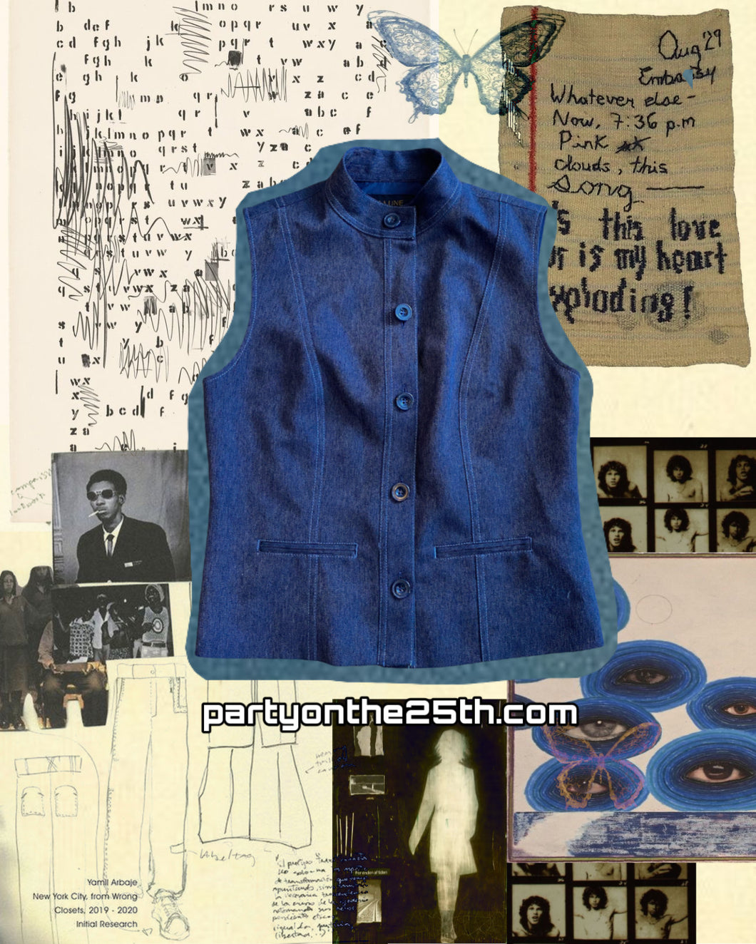 blue jeans button up vest